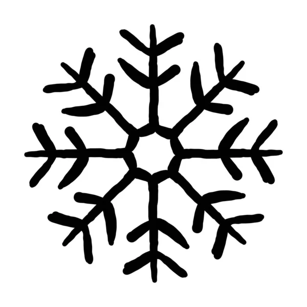 Snowflake winter black isolated icon silhouette on white background. — Stock Vector
