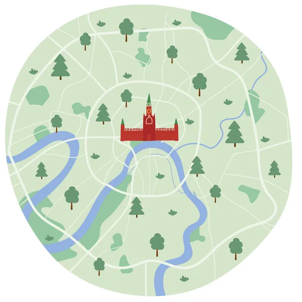 Карта центра Москвы. Векторная иллюстрация изолирована на белом — стоковый вектор