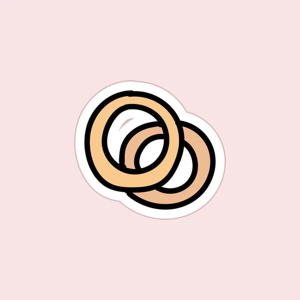 Hand drawn sticker for Valentines day. Two simple wedding rings. — Stockový vektor