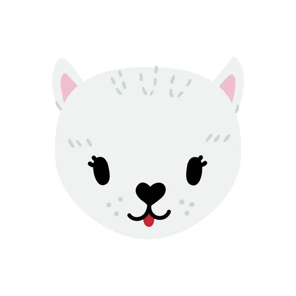 Handgezeichnete Katze. Tiergesicht mit netten Elementen — Stockvektor