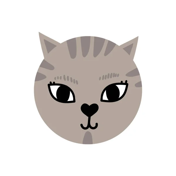 Gato dibujado a mano. Cara de animales con elementos agradables — Vector de stock