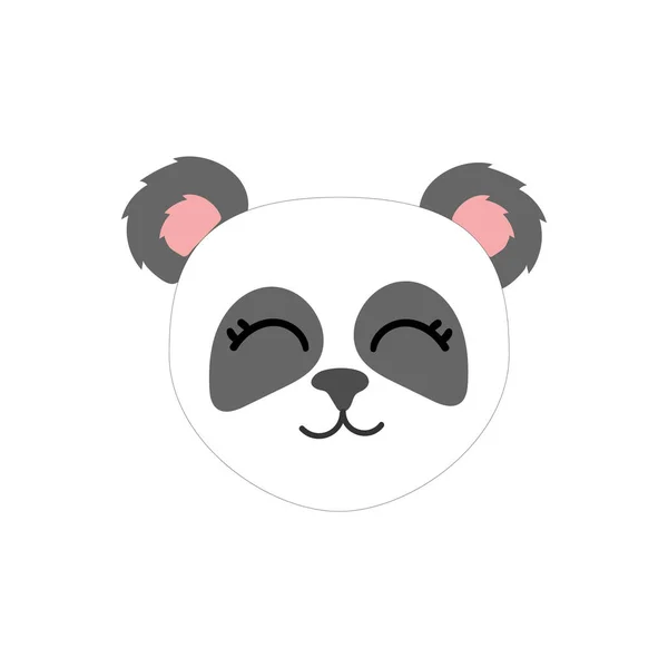 Panda Lindo Dibujado Mano Oso Blanco Animal Infantil Con Ojos — Vector de stock