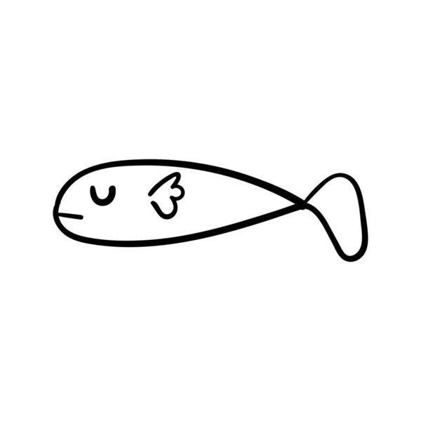 Peixe Rabilho Desenhado Mão Animais Subaquáticos Com Barbatanas Imagem Desenho — Vetor de Stock