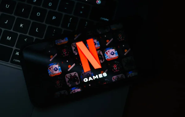 Λογότυπο Παιχνιδιών Netflix Στην Οθόνη — Φωτογραφία Αρχείου