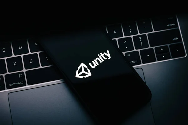 Logo Unity Pantalla Del Teléfono Inteligente — Foto de Stock