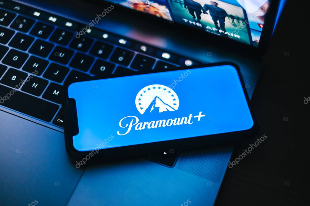 Paramount plus logo on smartphone screen.