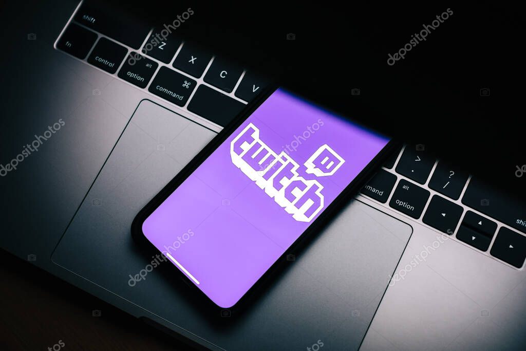 Twitch logo on smartphone screen.