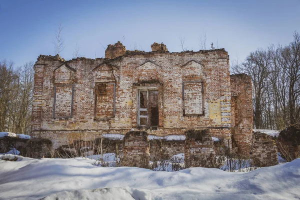 Olgovo Región Dmitrov Rusia Marzo 2021 Parte Fachada Abandonada Mansión —  Fotos de Stock