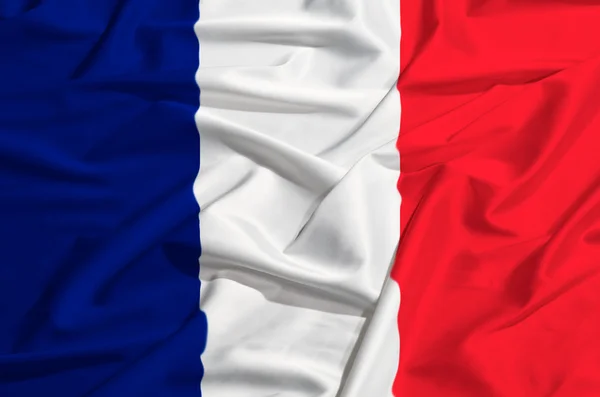 Frankrijk vlag op een zijden gordijn — Stockfoto