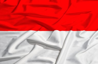 Endonezya bayrağı ipek örtü sallayarak üzerinde