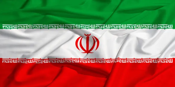 Bandera de Irán en una cortina de seda ondeando — Foto de Stock
