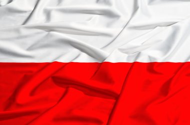 İpek örtü sallayarak üzerinde Polonya bayrağı