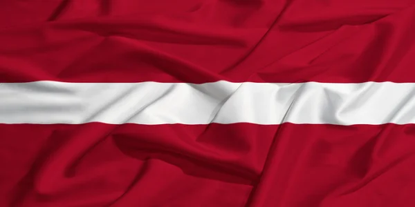 Latvia flag on a silk drape waving — Stock Photo, Image