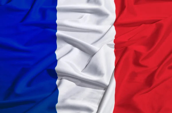 Frankrijk vlag op een zijden gordijn — Stockfoto
