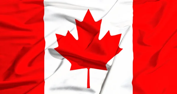 Bandeira do Canadá em uma cortina de seda acenando — Fotografia de Stock