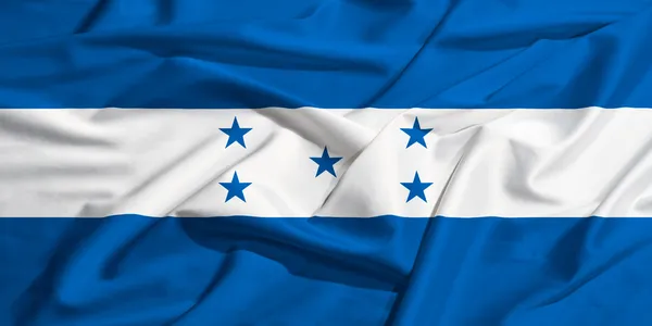 Bandera de Honduras sobre una cortina de seda ondeando —  Fotos de Stock