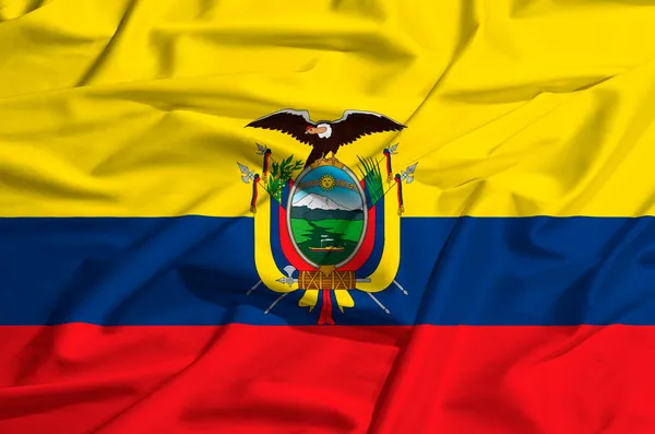 Vlajka Ekvádoru na hedvábí přehoz mává — Stock fotografie
