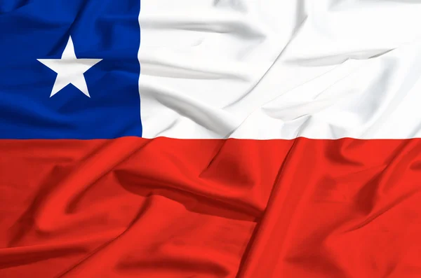 Chili flag on a silk drape waving — Stock Photo, Image