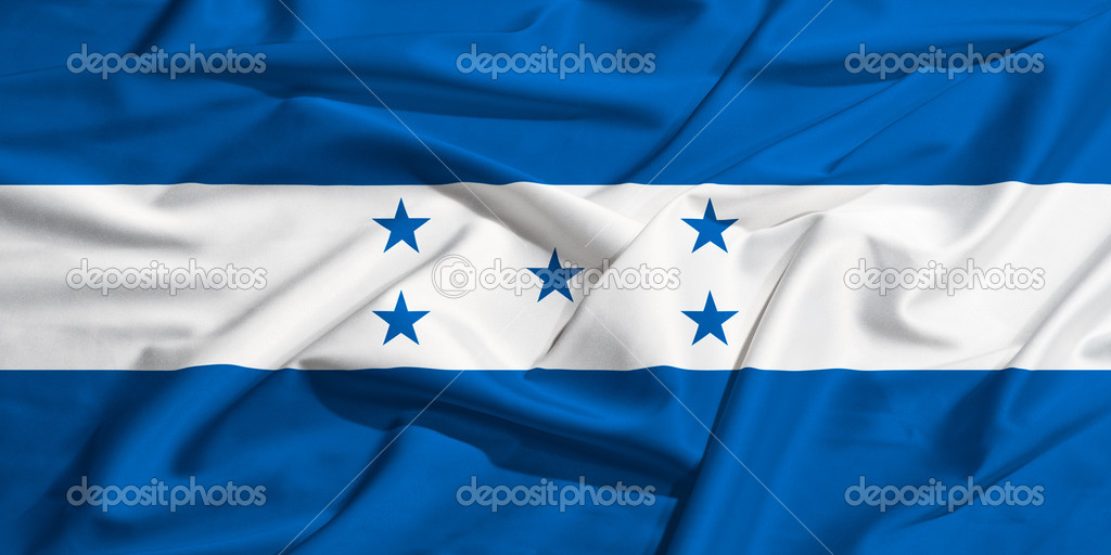 Honduras flag on a silk drape waving