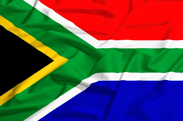 Bandeira da África do Sul em uma cortina de seda acenando — Fotografia de Stock