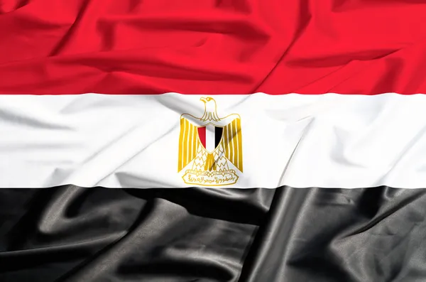 Bandera de Egipto sobre una cortina de seda ondeando — Foto de Stock