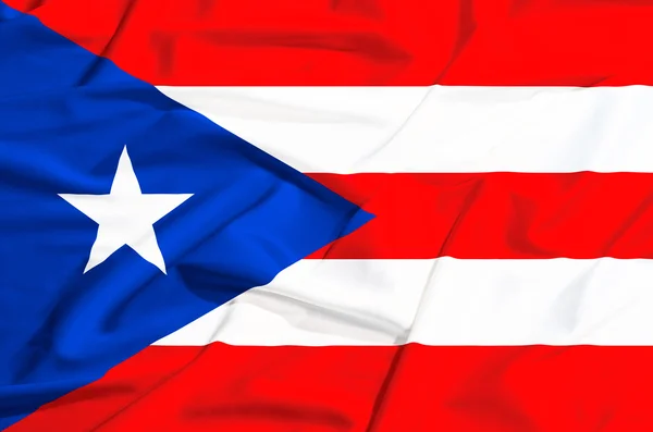 Porto Rico flag on a silk drape waving — Stock Photo, Image