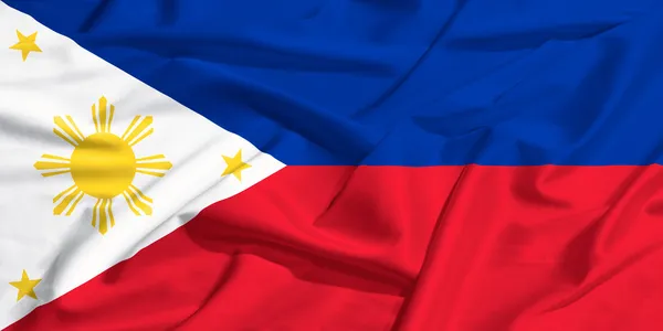 Philippine flag on a silk drape waving — Stock Photo, Image