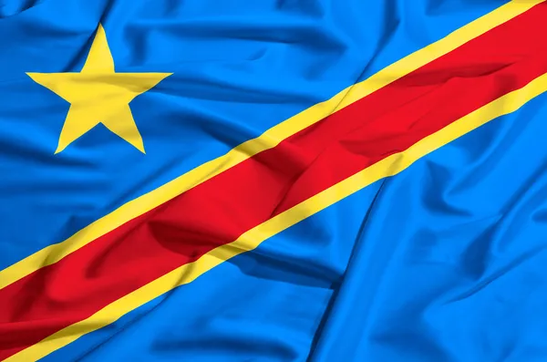 Congo vlag op een zijden gordijn zwaaien — Stockfoto
