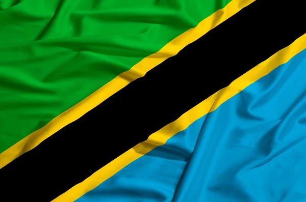 Tanzania flag on a silk drape waving — Stock Photo, Image
