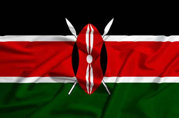 Kenya flag on a silk drape waving — Stock Photo, Image