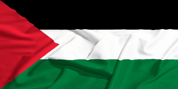 Palestine flag on a silk drape waving — Stock Photo, Image