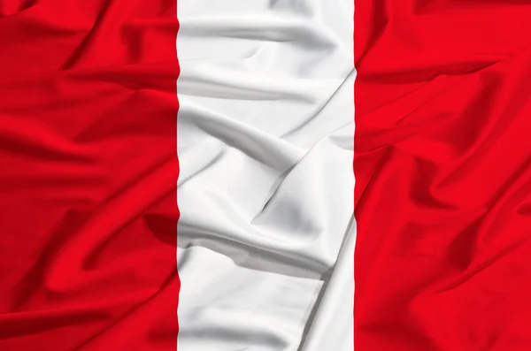 Peru flag on a silk drape waving — Stock Photo, Image
