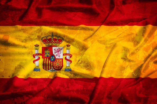 Flaga gród Hiszpania na jedwabiu zasłona macha — Zdjęcie stockowe