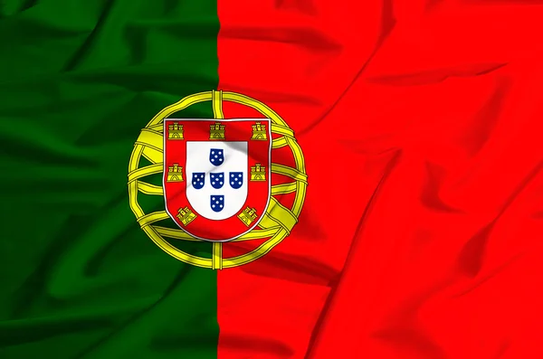 Bandeira de Portugal numa cortina de seda acenando — Fotografia de Stock