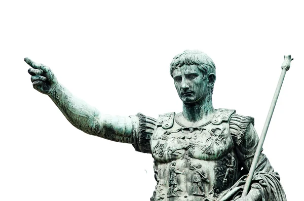 Statua in bronzo dell'imperatore romano isolata su cui — Foto Stock