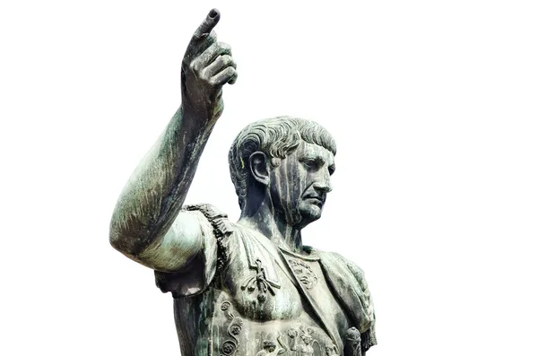Romersk kejsare brons staty isolerad på whit Royaltyfria Stockbilder