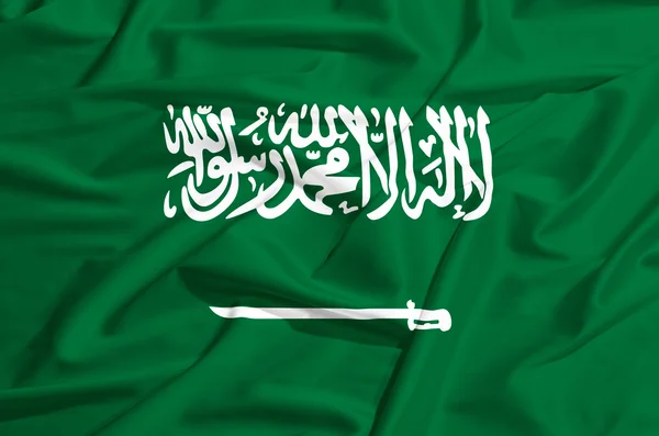 Saudi Arabia flag on a silk drape waving — Stock Photo, Image