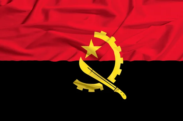 Angola vlag op een zijden gordijn zwaaien — Stockfoto