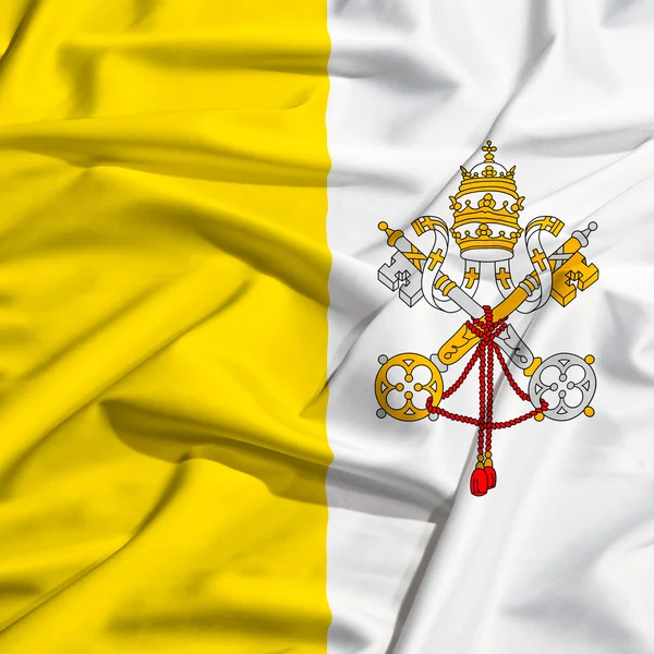 Βατικανό σημαία σε ένα μετάξι drape κουνώντας — Φωτογραφία Αρχείου