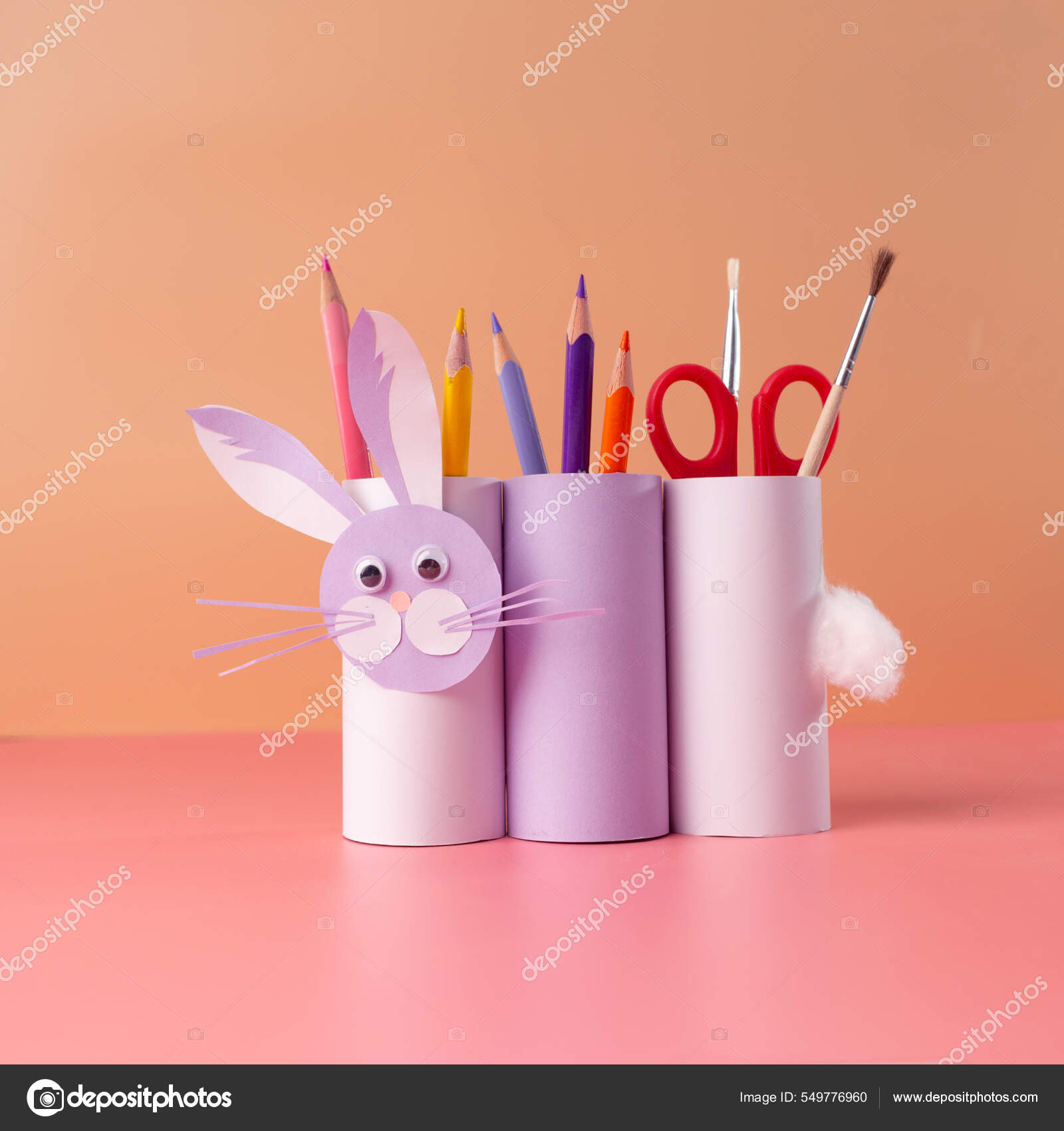 Recycled Materials Cat Toys Made From Toilet Paper Tubes DIY Hare Or Rabbit  Or Bunny Toy, Handmade Pencil Holder, Toilet
