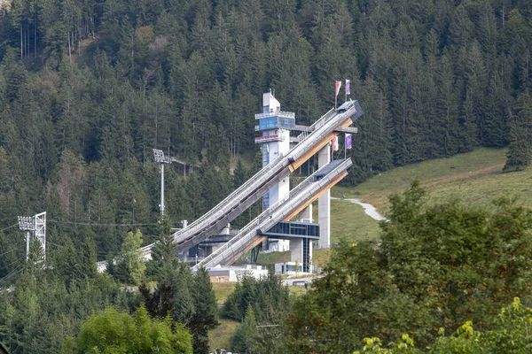 Oberstdorf View Ski Jump Arena Which Wintertime First Tournment Bavaria —  Fotos de Stock