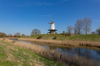 Veere - View to Huge Wind-Mill,  Zeeland, Netherlands, 19.03.2018