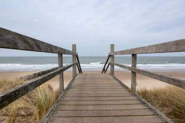 Domburg - View to wodden stairway abedoned, Zeeland, Netherlands, 18.03.2018