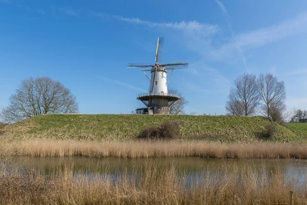 Veere View Huge Wind Mil Aside Zeeland Netherlands 2018 — Φωτογραφία Αρχείου