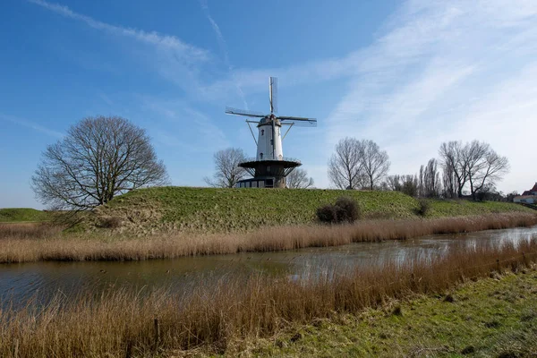 Veere View Huge Wind Mil Aside Zeeland Netherlands 2018 — Φωτογραφία Αρχείου