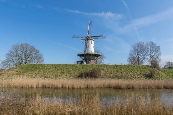 Veere View Huge Wind Mil Aside Zeeland Netherlands 2018 Стокове Фото