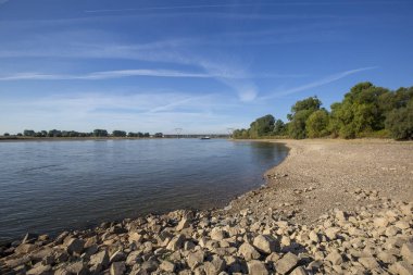 Meerbusch - View to two Airport- Bridges, where lack rain in the recent month with having burned plants, North Rhine Westphalia,germany, 21.08.2022