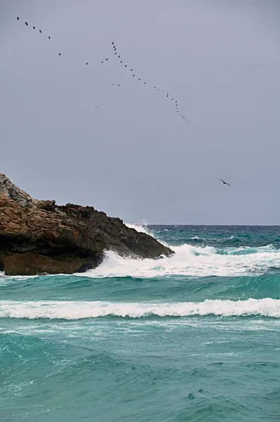 Shore rocks battered by waves. Mediterranean Sea — Stock Photo, Image