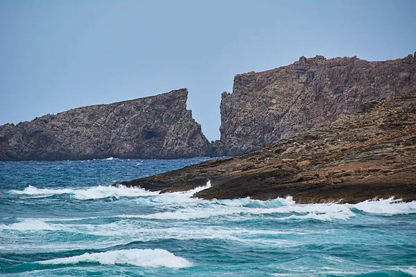 Cliff Coast Shape Letter Mediterranean Sea Balearic Islands Turquoise Water — Stock Photo, Image