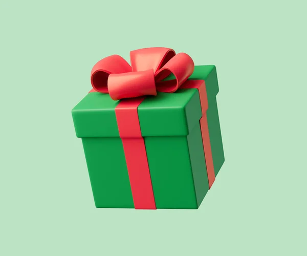 Natal e Ano Novo fechado caixa de presente com arco 3d renderizar ilustração. — Fotografia de Stock